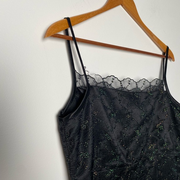 Vintage Sparkly Black Lace Maxi Formal Dress - Picture 2 of 7